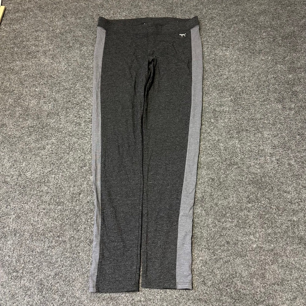 PINK Leggings Womens Size M Gray Side Stripe Cotton Blend Athletic Slim Fit Yoga